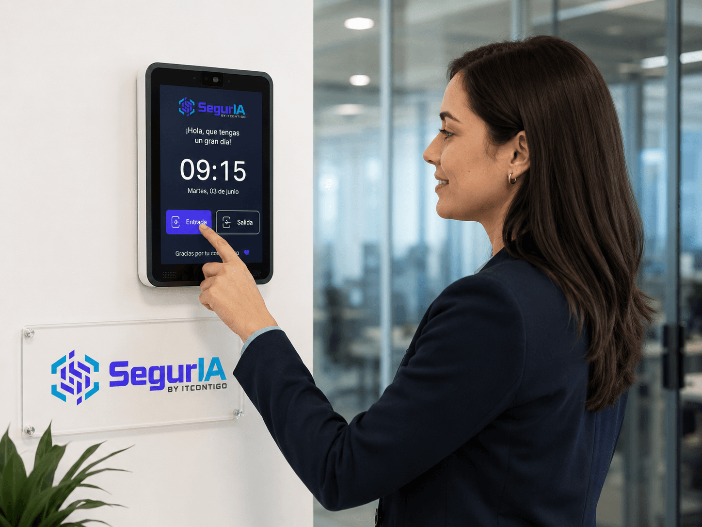 Tablet configurada para marcaje de asistencia con SegurIA Marking